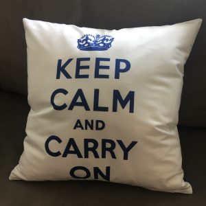 Keep Calm and Carry On Pillow BLUE