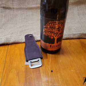 Leather covered bottle opener