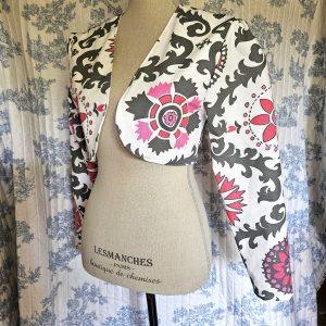 Size S Cropped Bolero Jacket Pink And Grey