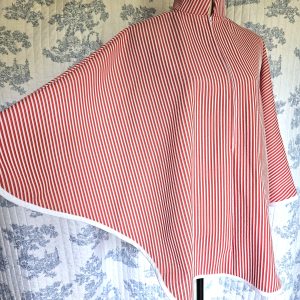 Pullover Cape Red Striped Vintage Fabric One Size