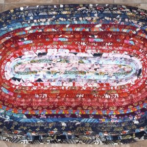 Hand Crafted Oval Jelly Roll Rug Multi Color Floral 24" x 41"