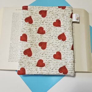 Romantic Hearts and Letter Book Sleeve for book lovers