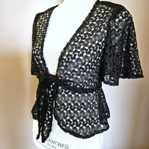 Size S Lace Tie Front Peplum Cardigan