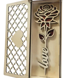 Wooden 2 tone love rose with decorative box
