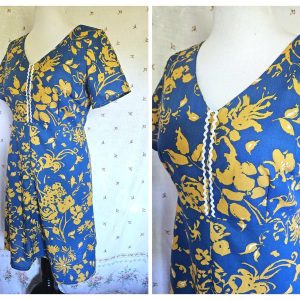 Size L Short Sleeve Knee Length Dress Cotton