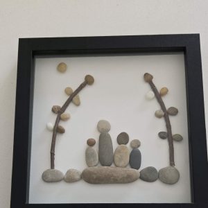 Pebble Art - Family of Four- Wall art