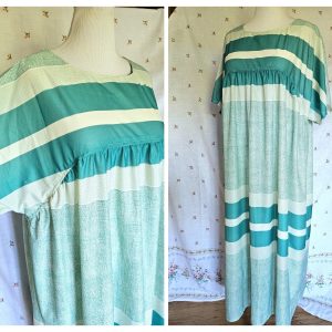 Size 2X to 3X Kimono Sleeve Maxi Dress Vintage Fabric