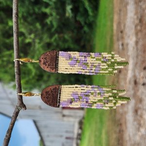 Wood & Bead Fringe Earrings – Lavender Meadow