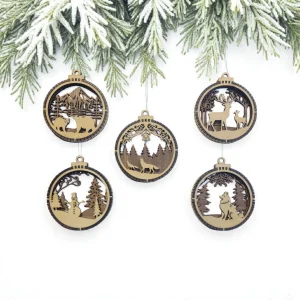 3D wooden Christmas tree ornaments