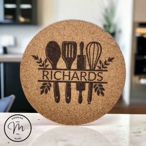 Personalized Kitchen Utensil Cork Pot Holder Trivet