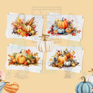 Fall Pumpkin Greeting Card Set – 5x7 Autumn Cards with Envelopes (Set of 4, Blank Inside)