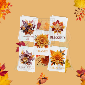 Fall Gratitude Greeting Card Set – 5x7 Autumn Cards with Envelopes (Set of 5, Blank Inside)