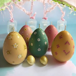 Easter Egg Pillar Candles – Cocosol Soy Wax with Vanilla Orchid Fragrance – Handcrafted Spring Decor
