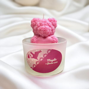 Pink Bear Candle - Baby Shower Party Favor / Bougie Ourson rose pour une Fête de Naissance