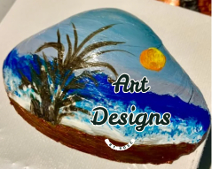 Hand-painted Seashell of a Beach Scene (Small 1.5" x 3", Medium, and Large)