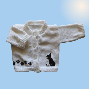 Bull Dog Baby Sweater, Handmade Knitted Baby Sweater, Personalized Baby Sweater