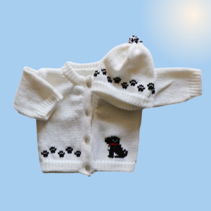 Small Black Dog Baby Sweater, Handmade Knitted Baby Sweater, Personalized Baby Sweater
