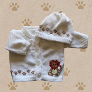 Lion Baby Sweater, Handmade Knitted Baby Sweater, Personalized Baby Sweater