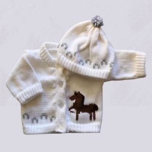 Horse Baby Sweater, Handmade Knitted Baby Sweater, Personalized Baby Sweater