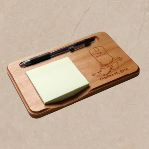 Personalized Carved Cowboy Boot Sticky Note Holder, Custom Wood Pen Organizer, Cowboy Gift