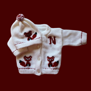 Fox Baby Sweater, Handmade Knitted Baby Sweater, Personalized Baby Sweater