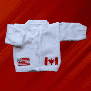 Canada & USA Baby Sweater, Handmade Knitted Baby Sweater, Personalized Baby Sweater