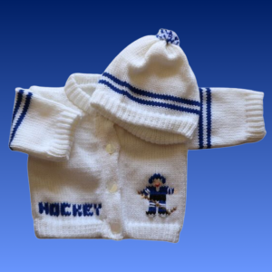 Hockey Baby Sweater, Handmade Knitted Baby Sweater, Personalized Baby Sweater