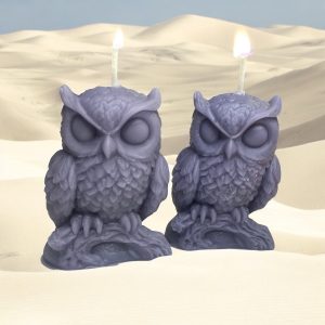 Sleeping Owl Beeswax Candle: Cottagecore Home Decor, Cedarwood Scent