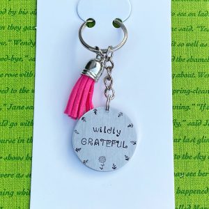 ‘wildly grateful’ hand stamped keychain