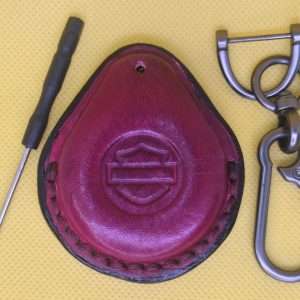 Ox blood Red Leather Harley Davidson Key Fob Case