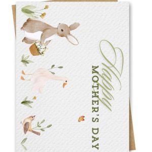 A Mother's day card displaying adorable watercolour spring animals