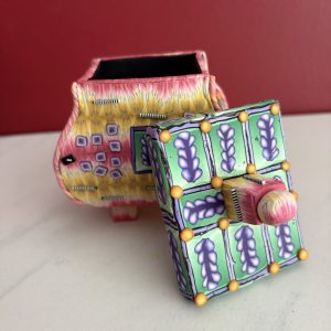 Handcrafted Polymer Clay 3-1/2" Unique Patterned Container