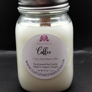 Coffee Soy Wax Candle - Mason Jar 80+ Hours Burn Time - Wooden Wick