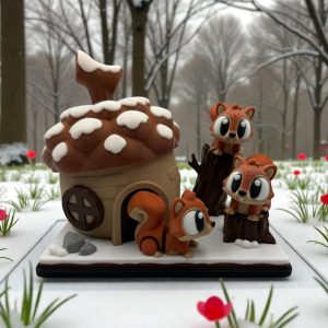 Flexi Squirrel Acorn House Playset – 3D Printed Woodland Scene