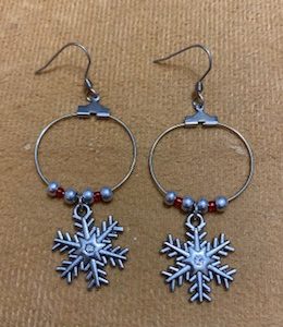 Snowflake hoop earrings