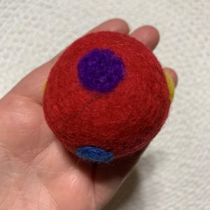 Polka Dot 5cm Felted Ball - RED