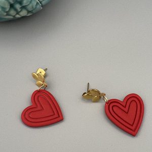 Red Heart Dangle Earrings