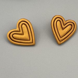 Gold Heart Stud Earrings