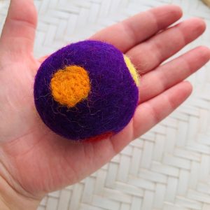 Polka Dot 5cm Felted Ball - PURPLE