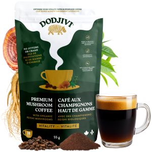 Dodjivi Functional Instant Mushroom Coffee – For Clarity, Calm Energy & Gut Support | With Reishi, Ginseng, Green Tea & Botanical Superfoods (18 Servings)