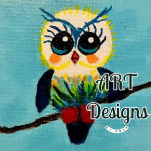 Owl 4 x 4 inch Mini Acrylic Painting