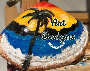 Hand-painted Seashell One Palm Tree (Small 1.5" x 3", Medium, and Large)