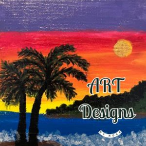 Two Palm Trees, 4 x 4 Mini Original Acrylic Paintings