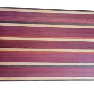 Custom Handmade Purple Heart, paduk, walnut, and maple 18x12 cutting board