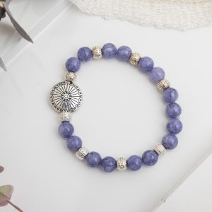 Purple Quartz Healing Bracelet with Silver Coin and Tibetan Beads