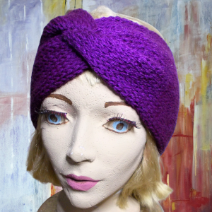 Dark Orchid Knit Turban Style Earwarmer