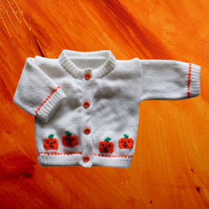 Pumpkin Baby Sweater, Handmade Knitted Baby Sweater, Personalized Baby Sweater