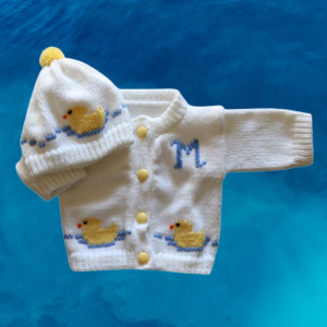 Duck Baby Sweater, Handmade Knitted Baby Sweater, Personalized Baby Sweater