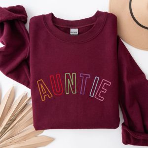 Auntie Embroidered Sweatshirt | Rainbow Letter Design