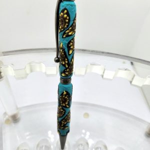 Art Deco Twist Pen in Antique Silver. Flowers designed Pen, Hand turned pen, Handmade